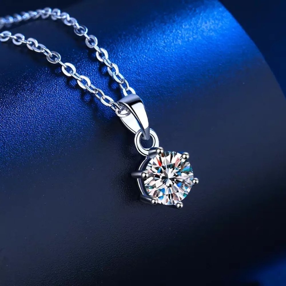 Certified 1ct. t.w. Diamond Round Necklace 18k White Gold over Italy Silver